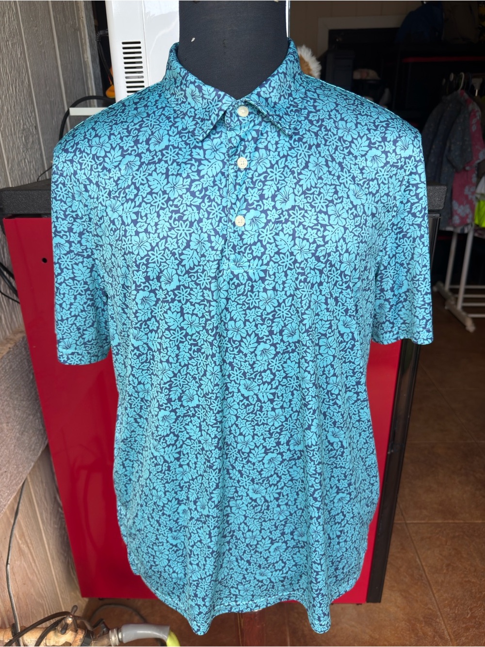 PreOwned Reyn Spooner Brrr Polo Hawaiian Shirt Green Men's Large